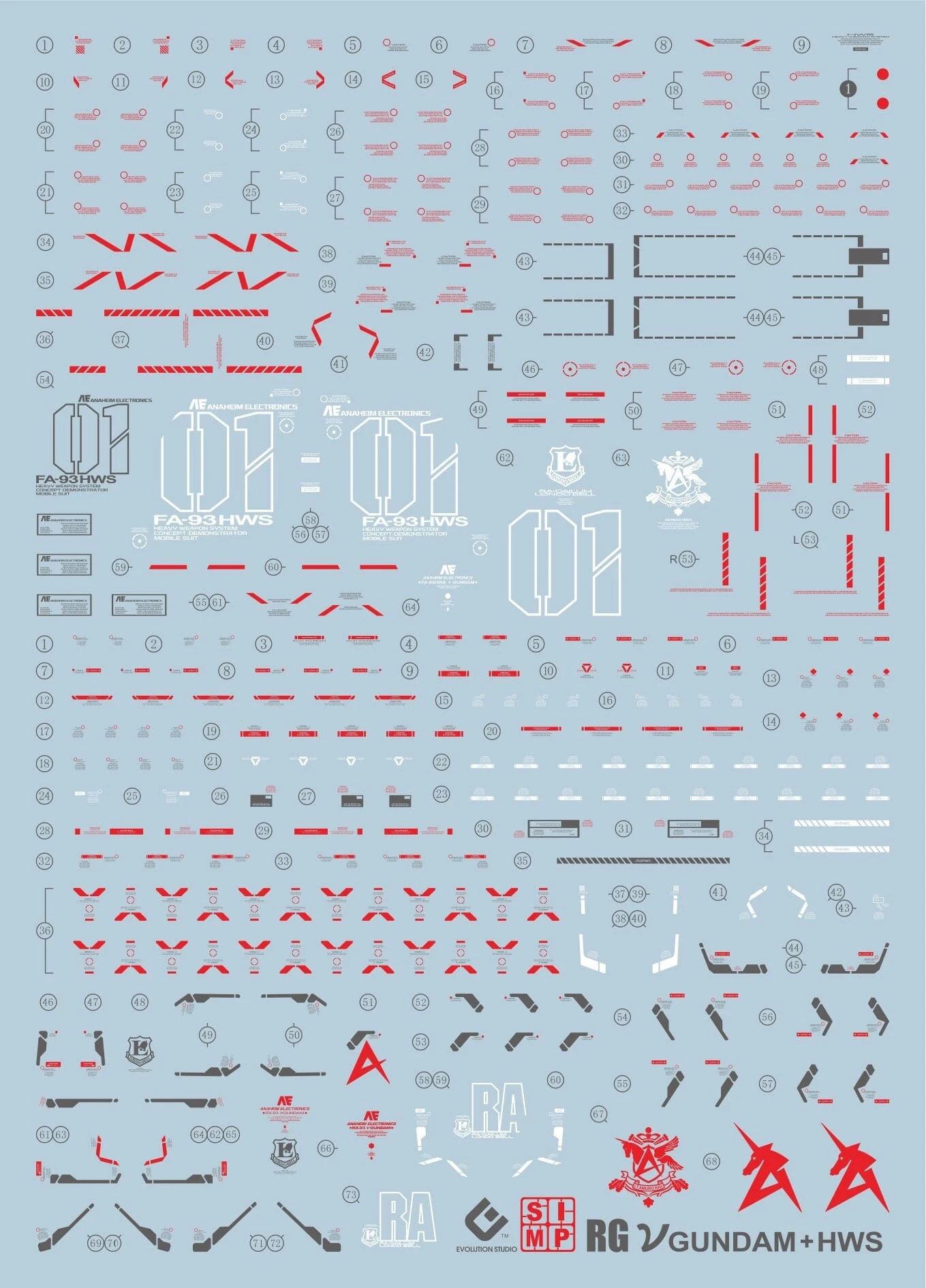 C70 RG Nu Gundam + HWS Extreme Clear Decal Sheet - Image 2