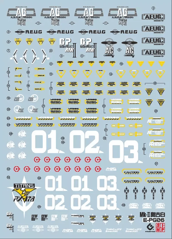 D26 PG RX-78-178 Gundam MK-II Decal Sheet - Image 2