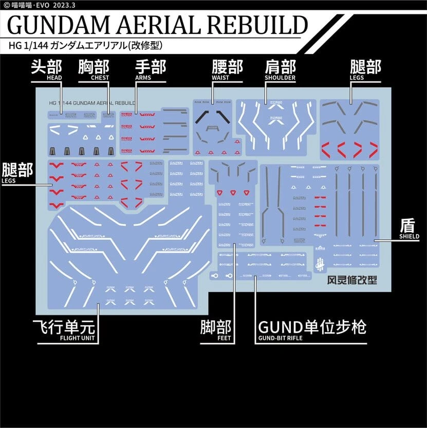 C85 TWFM HG Aerial Rebuild / Pharact / Heindree / Zowort / Tickbalang Decal Sheet - Image 2